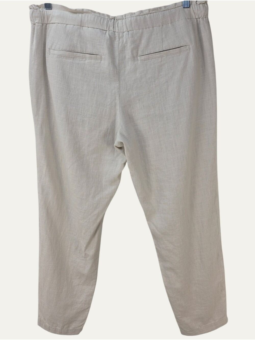 RW&CO Linen Blend Pull On Pants Large Beige Drawstring Ankle Pants - Picture 2 of 8